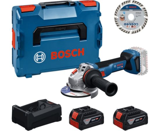 Bosch Powertools Tool Set Cordless Angle Grinder 18 Volt with 2 Batteries 5.0 Amp Hours and Cutting Disc 125 in L-BOXX (Boxed) Jaunumi -Dārzam