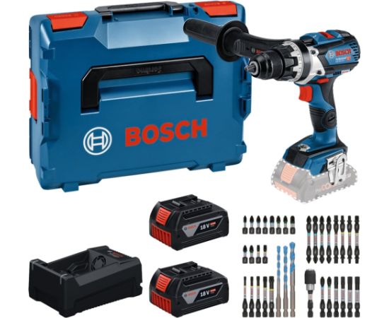 Bosch Powertools tool set: cordless drill/driver 18 volts 110 Nm with 2 batteries 5.0 Ah, charger and bit set (boxed) Новинки Для дома и сада 
