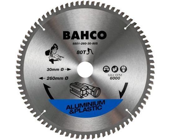Griešanas disks Bahco 8501-260-30-80S; 260x30 mm; Z80 Zāģripas