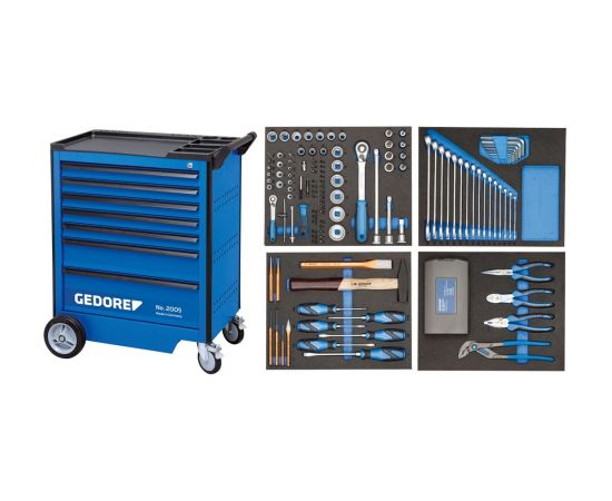 Instrumentu ratiņi ar instrumentiem Gedore 2980282; 147 gab. Darbagaldi un darbnīcu mēbeles 