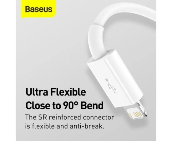 Baseus Superior Series Fast Charging Data Cable Uzlādes un datu kabelis USB-A uz USB-C / microUSB / Lightning 3.5A 0.5m / balts Data USB kabeļi