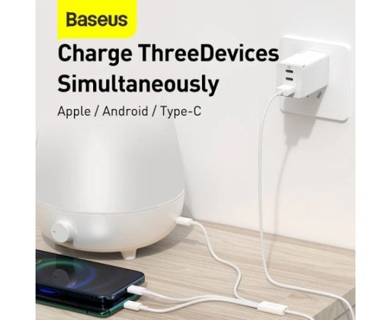 Baseus Superior Series Fast Charging Data Cable Uzlādes un datu kabelis USB-A uz USB-C / microUSB / Lightning 3.5A 0.5m / balts Data USB kabeļi
