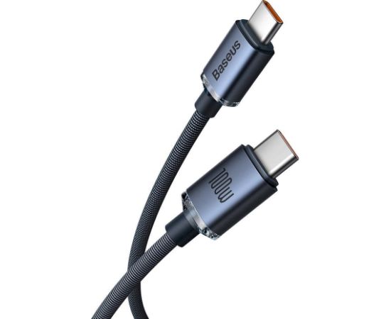 Baseus CAJY000701 Crystal Shine Series Datu kabelis USB-C - USB-C 100W 2m / melns Data USB kabeļi