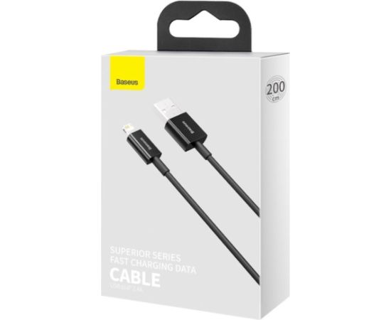 Baseus CALYS-C01 Superior Fast Charging Data Cable USB-Lightning Uzlādes un datu kabelis 2.4A 2m / melns Data USB kabeļi