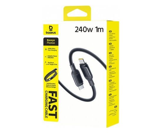Baseus PicoGo Fast Charging Data Cable Uzlādes un datu kabelis USB-C - USB-C 240W 1m / kosmiski melns Data USB kabeļi