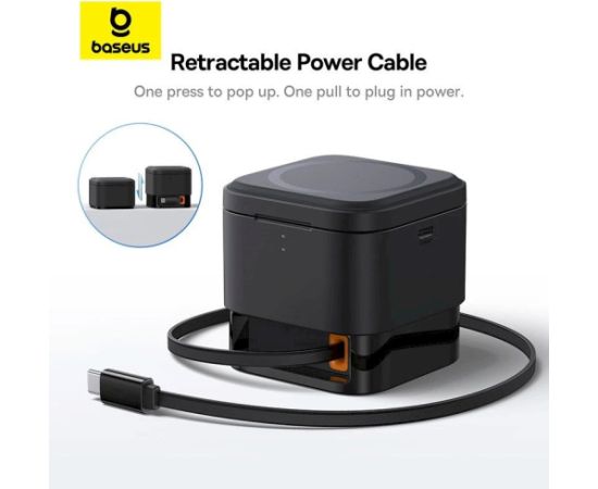 Baseus MagPro 3in1 Magnetic Wireless Charger Magnētiskais bezvadu lādētājs 25W / kosmiski melns Bezvadu telefonu lādētāji