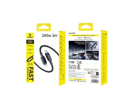 Baseus PicoGo Fast Charging Data Cable Ātrās uzlādes un datu kabelis USB-C - USB-C 240W 2m / kosmiski melns Data USB kabeļi
