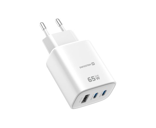 Swissten Edge Tīkla Lādētājs 2x USB-C PD 65W + USB-A QC 18W Balts Telefonu lādētāji 220v