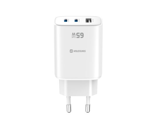 Swissten Edge Tīkla Lādētājs 2x USB-C PD 65W + USB-A QC 18W Balts Telefonu lādētāji 220v