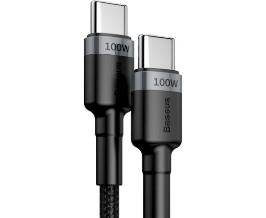 Baseus Cafule Flash Charging Data Cable Uzlādes un datu kabelis USB-C - USB-C 100W 2m / pelēks/melns Data USB kabeļi