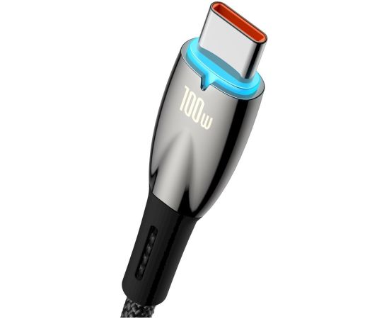 Baseus Glimmer Series Fast Charging Data Cable USB-A - USB-C Ātrās uzlādes datu kabelis 100W 1m / melns Data USB kabeļi