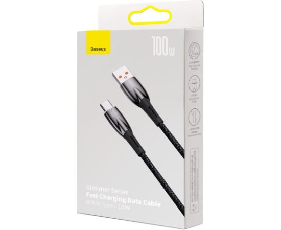 Baseus Glimmer Series Fast Charging Data Cable USB-A - USB-C Ātrās uzlādes datu kabelis 100W 1m / melns Data USB kabeļi