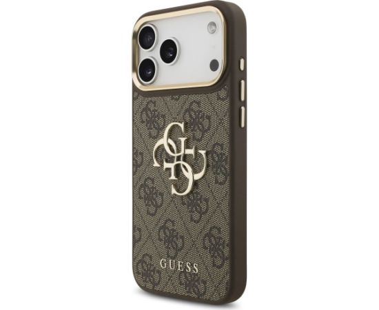 Guess 4G Big 4G Classic Logo Big Strap Metal Buttons Case for iPhone 17 Pro Max Brūns Neoriģinālie Maciņi