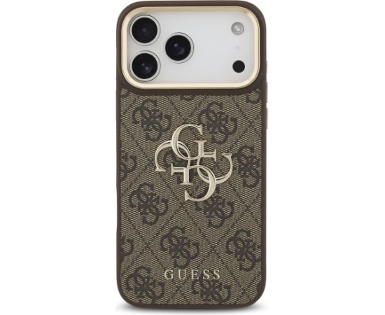 Guess 4G Big 4G Classic Logo Big Strap Metal Buttons Case for iPhone 17 Pro Max Brūns Neoriģinālie Maciņi