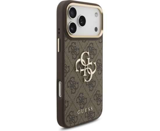 Guess 4G Big 4G Classic Logo Big Strap Metal Buttons Case for iPhone 17 Pro Max Brūns Neoriģinālie Maciņi