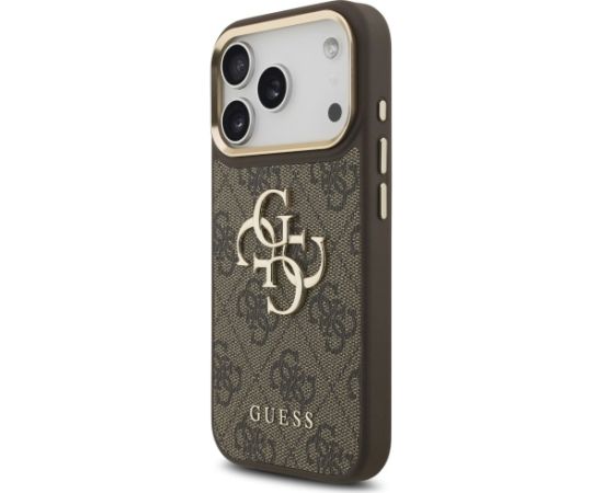 Guess 4G Big 4G Classic Logo Big Strap Metal Buttons Case for iPhone 17 Pro Brūns Neoriģinālie Maciņi