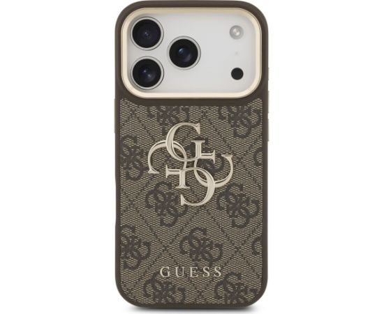 Guess 4G Big 4G Classic Logo Big Strap Metal Buttons Case for iPhone 17 Pro Brūns Neoriģinālie Maciņi