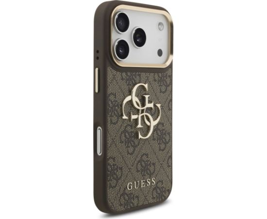 Guess 4G Big 4G Classic Logo Big Strap Metal Buttons Case for iPhone 17 Pro Brūns Neoriģinālie Maciņi