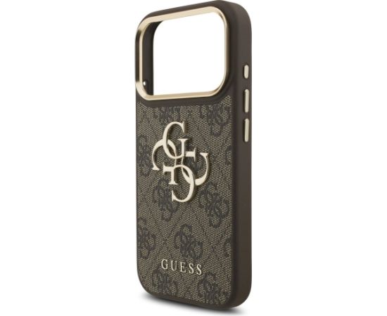 Guess 4G Big 4G Classic Logo Big Strap Metal Buttons Case for iPhone 17 Pro Brūns Neoriģinālie Maciņi