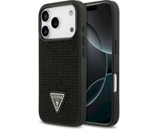 Case Guess Rhinestone Triangle Logo Aizsargapvalks priekš iPhone 17 Pro / melns Neoriģinālie Maciņi