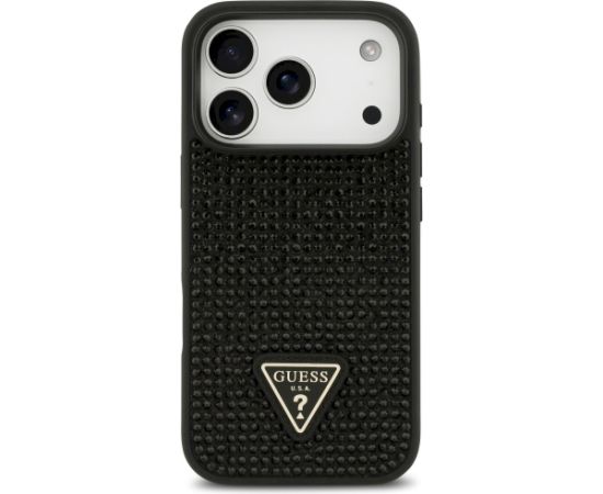 Case Guess Rhinestone Triangle Logo Aizsargapvalks priekš iPhone 17 Pro / melns Neoriģinālie Maciņi