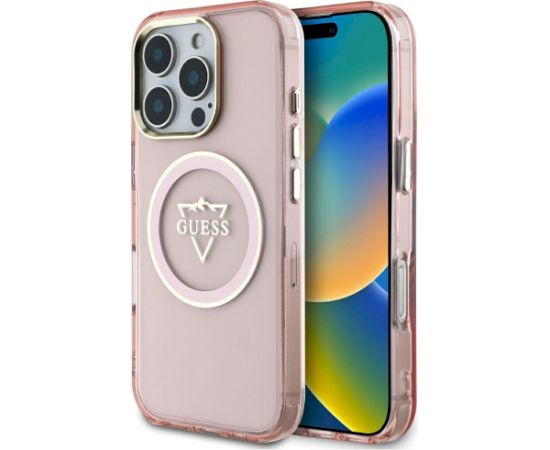 Guess IML Metal Mountain Logo MagSafe Case Aizsargapvalks priekš iPhone 16 Pro Max / rozā Neoriģinālie Maciņi