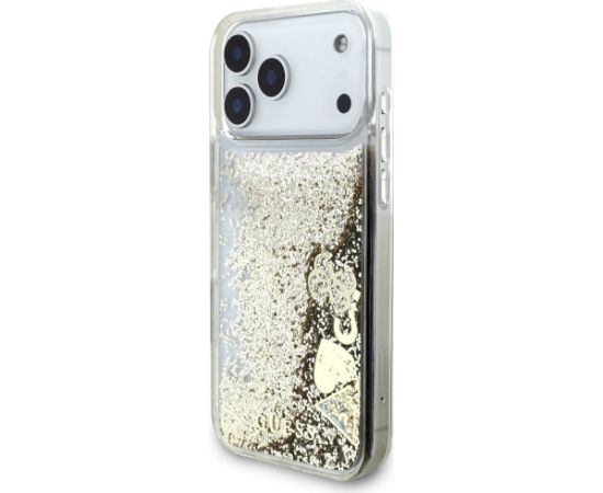 Guess Liq case Glitter 4 Charms Aizsargapvalks priekš iPhone 17 Pro Max / zelta Neoriģinālie Maciņi