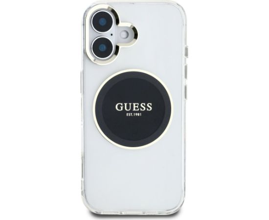Guess IML Metal Colored Circle Classic Logo MagSafe Aizsargapvalks priekš iPhone 16 / melns Neoriģinālie Maciņi