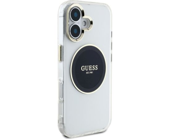 Guess IML Metal Colored Circle Classic Logo MagSafe Aizsargapvalks priekš iPhone 16 / melns Neoriģinālie Maciņi
