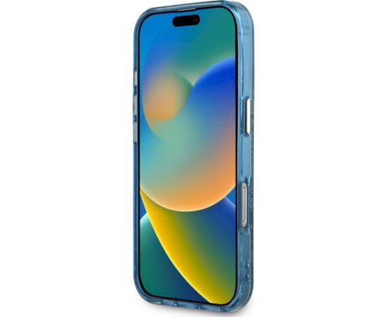 Guess IML Metal Glitter 4G Circle Triangle MagSafe Aizsargapvalks priekš iPhone 16 Pro / zils Neoriģinālie Maciņi