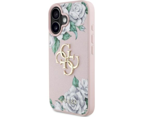 Case Guess Grained Roses Big 4G logo Aizsargapvalks priekš iPhone 16 / rozā Neoriģinālie Maciņi
