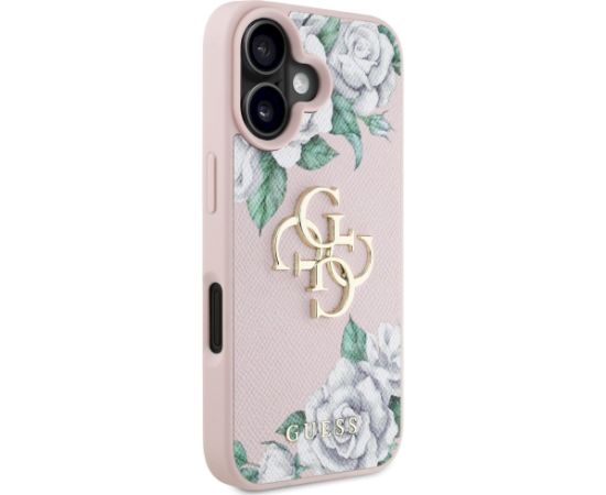Case Guess Grained Roses Big 4G logo Aizsargapvalks priekš iPhone 16 / rozā Neoriģinālie Maciņi