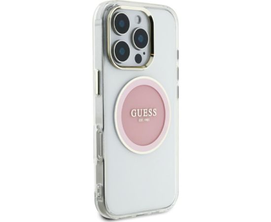 Guess IML Metal Colored Circle Classic Logo MagSafe Case Aizsargapvalks priekš iPhone 16 Pro Max / rozā Neoriģinālie Maciņi