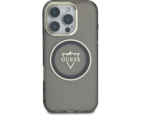 Guess IML Metal Mountain Logo MagSafe Case Aizsargapvalks priekš iPhone 16 Pro / melns Neoriģinālie Maciņi