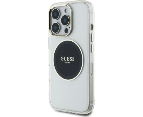 Case Guess IML Metal Colored Circle Classic Logo MagSafe Aizsargapvalks priekš iPhone 16 Pro Max / melns Neoriģinālie Maciņi