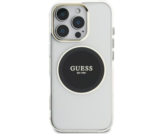 Case Guess IML Metal Colored Circle Classic Logo MagSafe Aizsargapvalks priekš iPhone 16 Pro Max / melns Neoriģinālie Maciņi