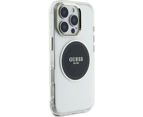 Case Guess IML Metal Colored Circle Classic Logo MagSafe Aizsargapvalks priekš iPhone 16 Pro Max / melns Neoriģinālie Maciņi