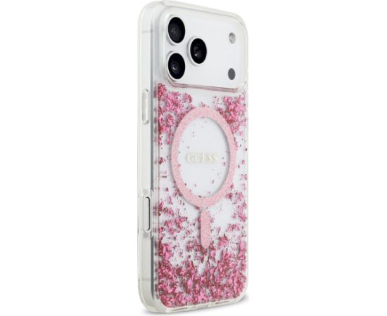 Guess Resin Bottom Glitter MagSafe Case Aizsargapvalks priekš iPhone 17 Pro Max / rozā Neoriģinālie Maciņi