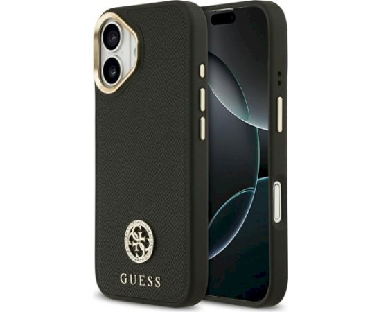 Case Guess Grained Strass Logo MagSafe Aizsargapvalks priekš iPhone 17 / melns Neoriģinālie Maciņi