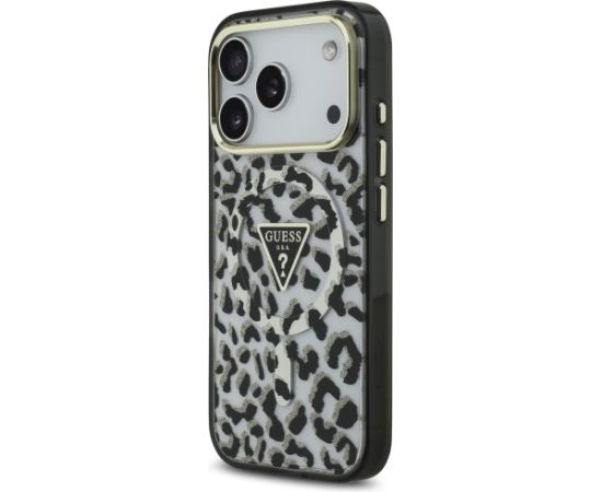 Guess Leopard Glitter MagSafe Case Aizsargapvalks priekš iPhone 17 Pro / melns Neoriģinālie Maciņi