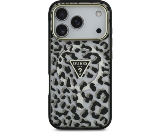 Guess Leopard Glitter MagSafe Case Aizsargapvalks priekš iPhone 17 Pro / melns Neoriģinālie Maciņi