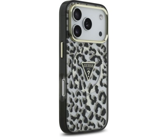Guess Leopard Glitter MagSafe Case Aizsargapvalks priekš iPhone 17 Pro / melns Neoriģinālie Maciņi