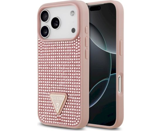 Case Guess Rhinestone Triangle Logo Aizsargapvalks priekš iPhone 17 Pro / rozā Neoriģinālie Maciņi