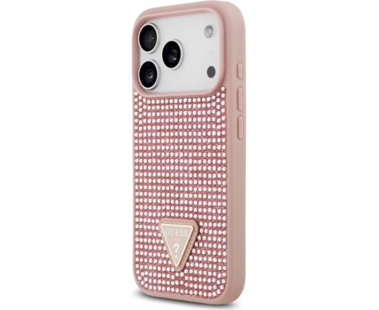 Case Guess Rhinestone Triangle Logo Aizsargapvalks priekš iPhone 17 Pro / rozā Neoriģinālie Maciņi