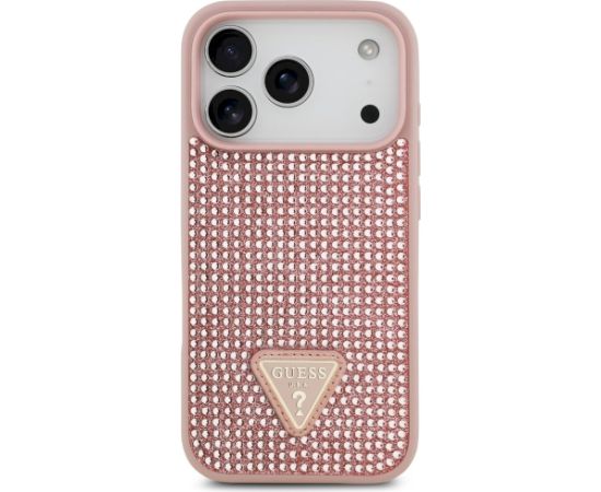 Case Guess Rhinestone Triangle Logo Aizsargapvalks priekš iPhone 17 Pro / rozā Neoriģinālie Maciņi