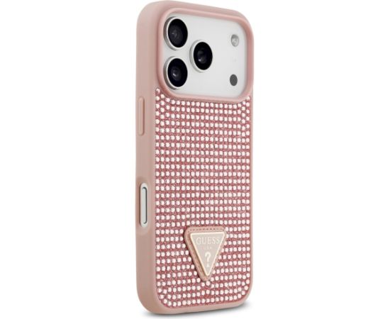 Case Guess Rhinestone Triangle Logo Aizsargapvalks priekš iPhone 17 Pro / rozā Neoriģinālie Maciņi