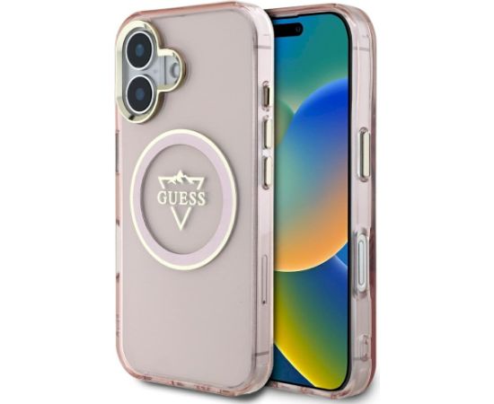 Case Guess IML Metal Mountain Logo MagSafe Aizsargapvalks priekš iPhone 16 / rozā Neoriģinālie Maciņi