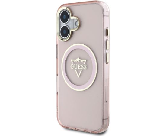 Case Guess IML Metal Mountain Logo MagSafe Aizsargapvalks priekš iPhone 16 / rozā Neoriģinālie Maciņi