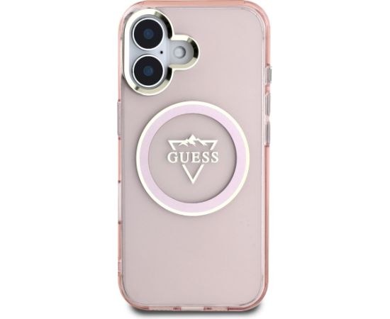 Case Guess IML Metal Mountain Logo MagSafe Aizsargapvalks priekš iPhone 16 / rozā Neoriģinālie Maciņi