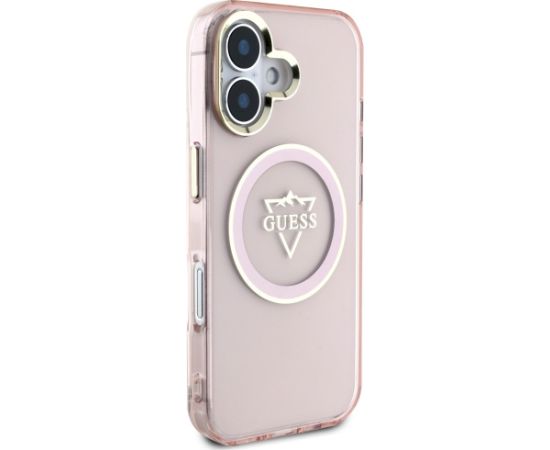 Case Guess IML Metal Mountain Logo MagSafe Aizsargapvalks priekš iPhone 16 / rozā Neoriģinālie Maciņi
